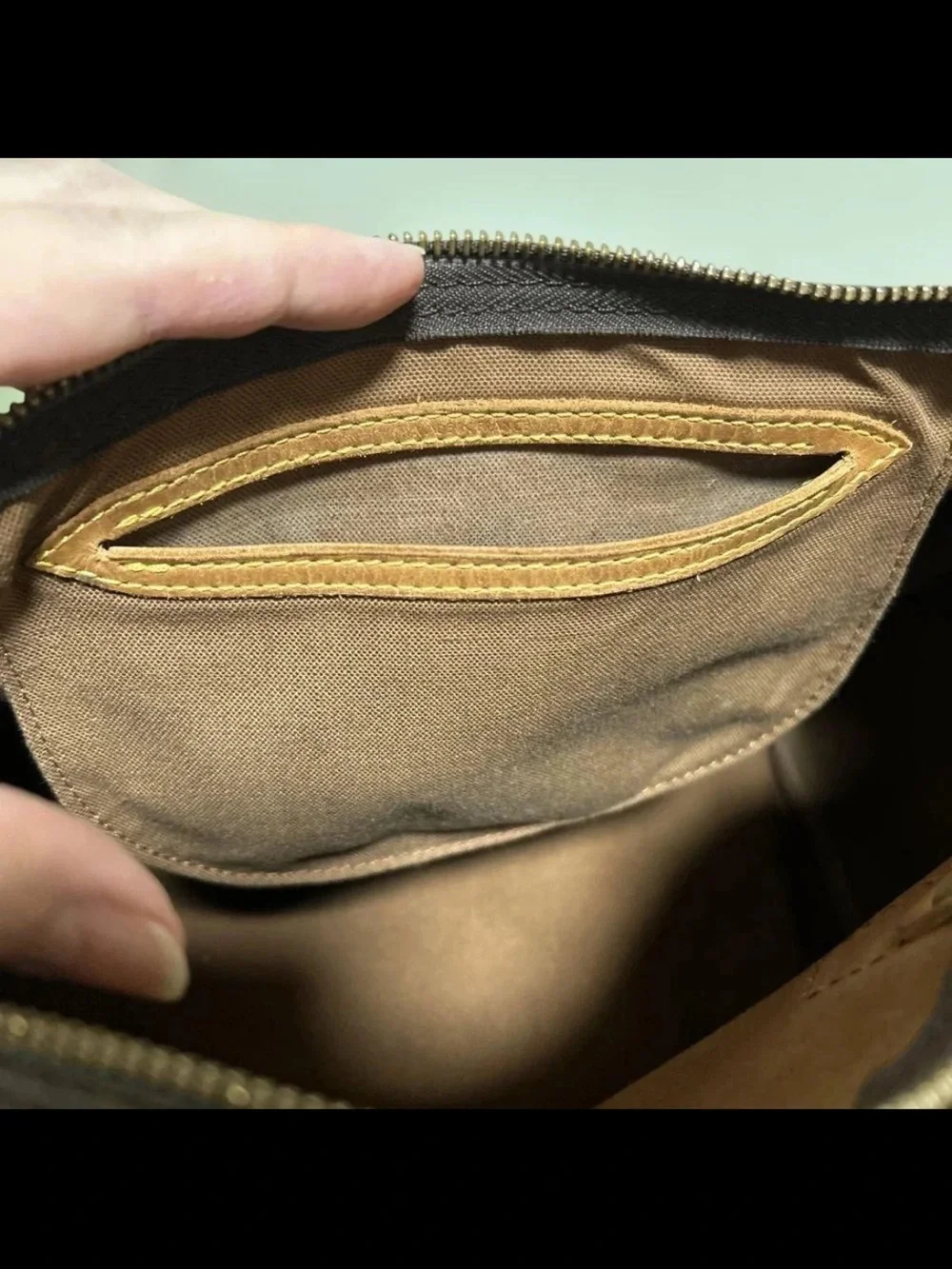 Louis Vuitton Brown Monogram Canvas Satchel with Tan Leather Handles